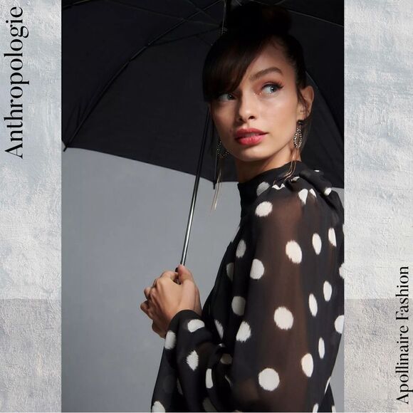 ANTHROPOLOGIE MAEVE POLKA DOT MINI DRESS IN BLACK AND WHITE SIZE XS NWOT - Picture 3 of 9